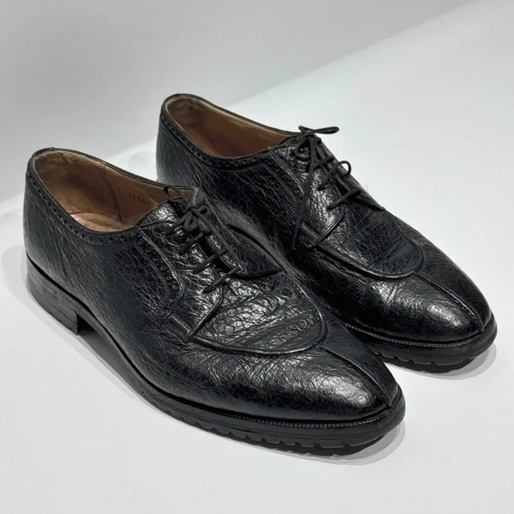 VTG To Boot New York Black Exotic Leather Oxford Shoes Made in Italy Men 9.5M